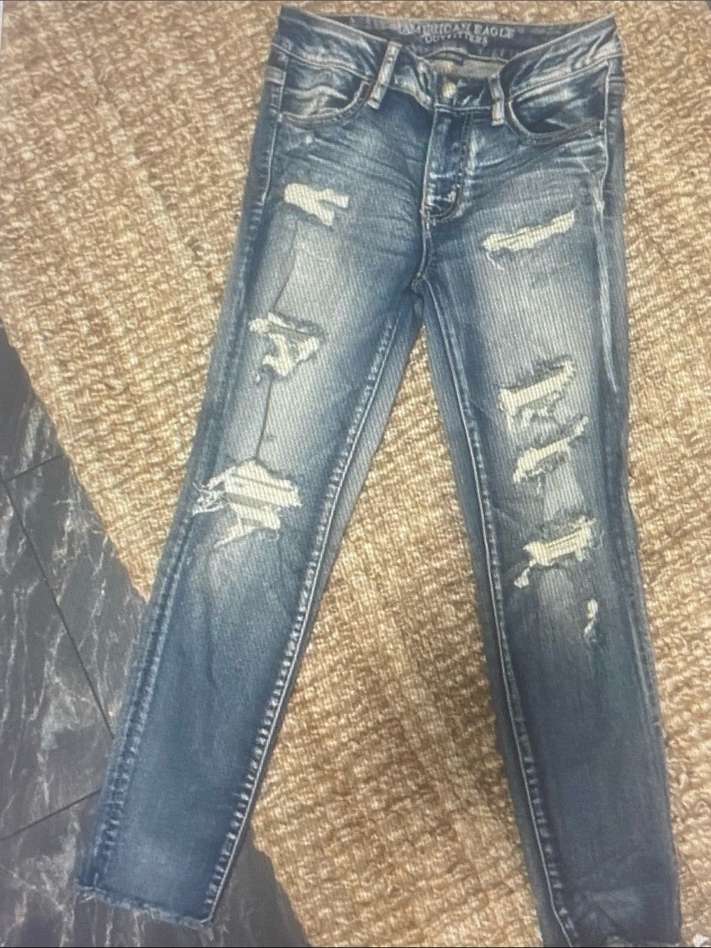 American Eagle Outfitters Distressed Blue Skinny Jeans